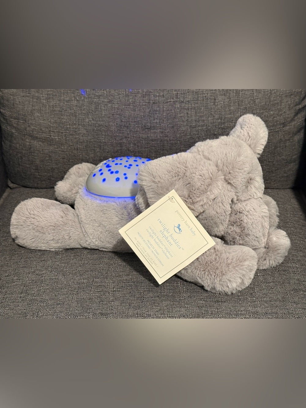 Pottery Barn Baby Gray Elephant Plush Night Projector